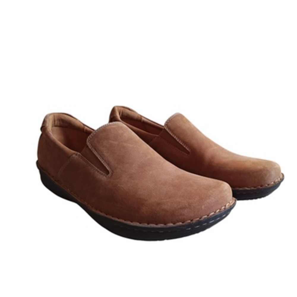 Alegria By PG Lite Shoes Mens 13 Brown Leather Slip‎ On Comfort Clogs EU 46